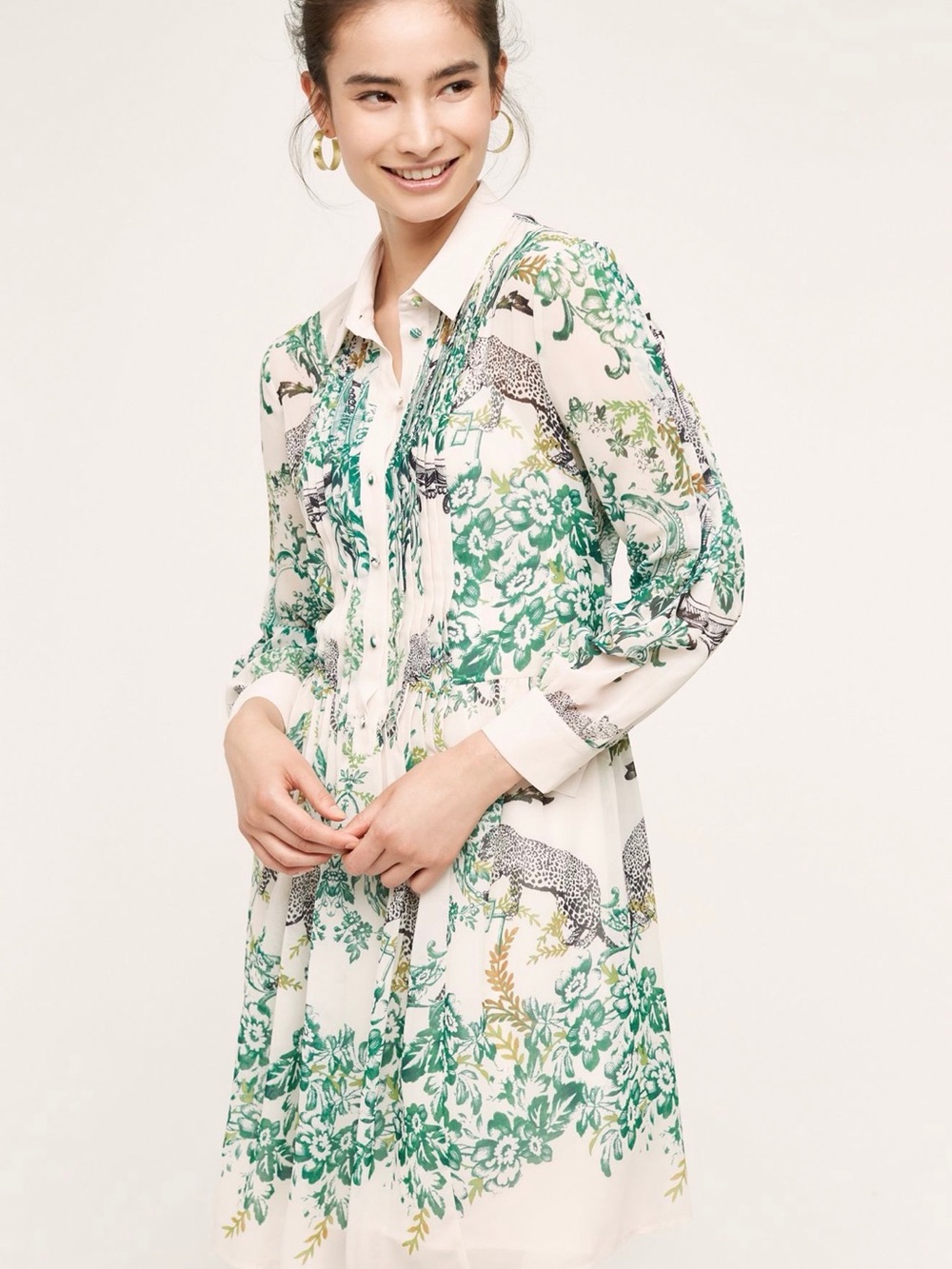 Anthropologie Maeve Ria Jungle Shirt Dress